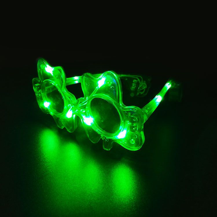 三叶草绿色爱尔兰节闪光促销礼品节日眼镜LED发光眼镜详情图4