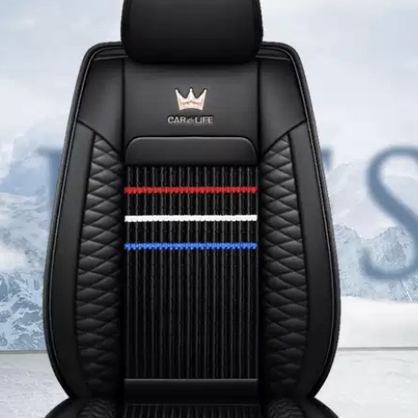 Car seat cushion, summer cooling pad, breathable ice silk seat cover, car cushion set, popular all-season all-rounder, full coverage seat cover, black