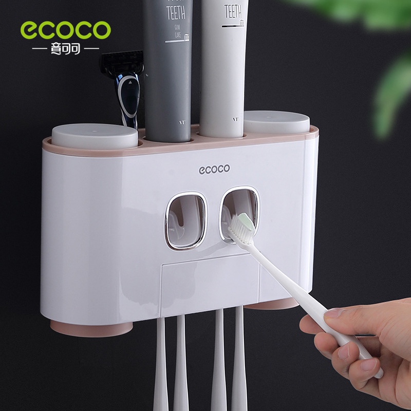 Four Cups Happy Home Family Of Four Toothpaste Dispenser Wash Cup Toothbrush Holder Set Toothbrush Holder Storage Box Specification drawing