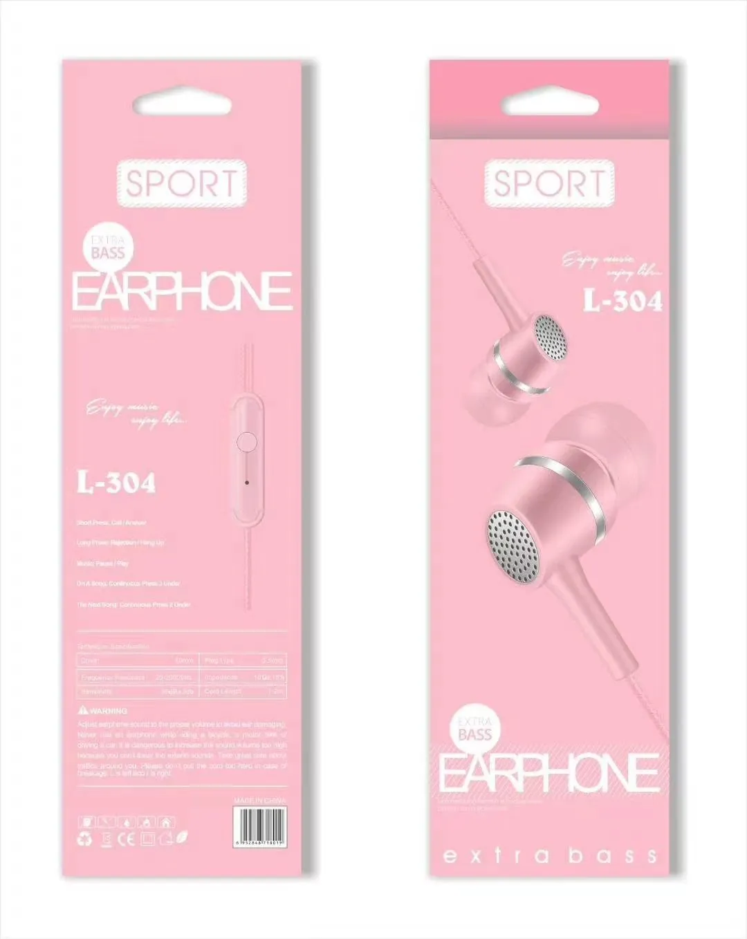 L-304 Sogo headphones, mobile phone headphones, in-ear headsets, earbuds with microphone detail image 7