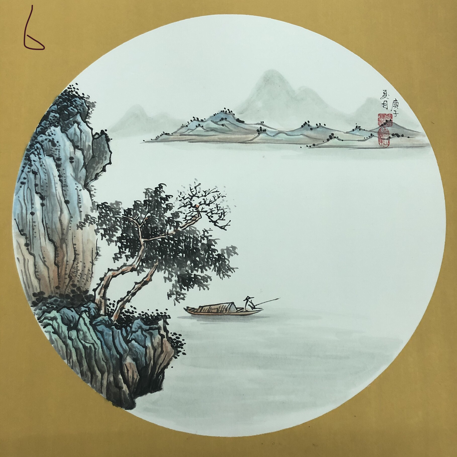 Round Chinese Painting Decorative Painting Li Weidong Pure Hand-Painted Chinese Painting undefined