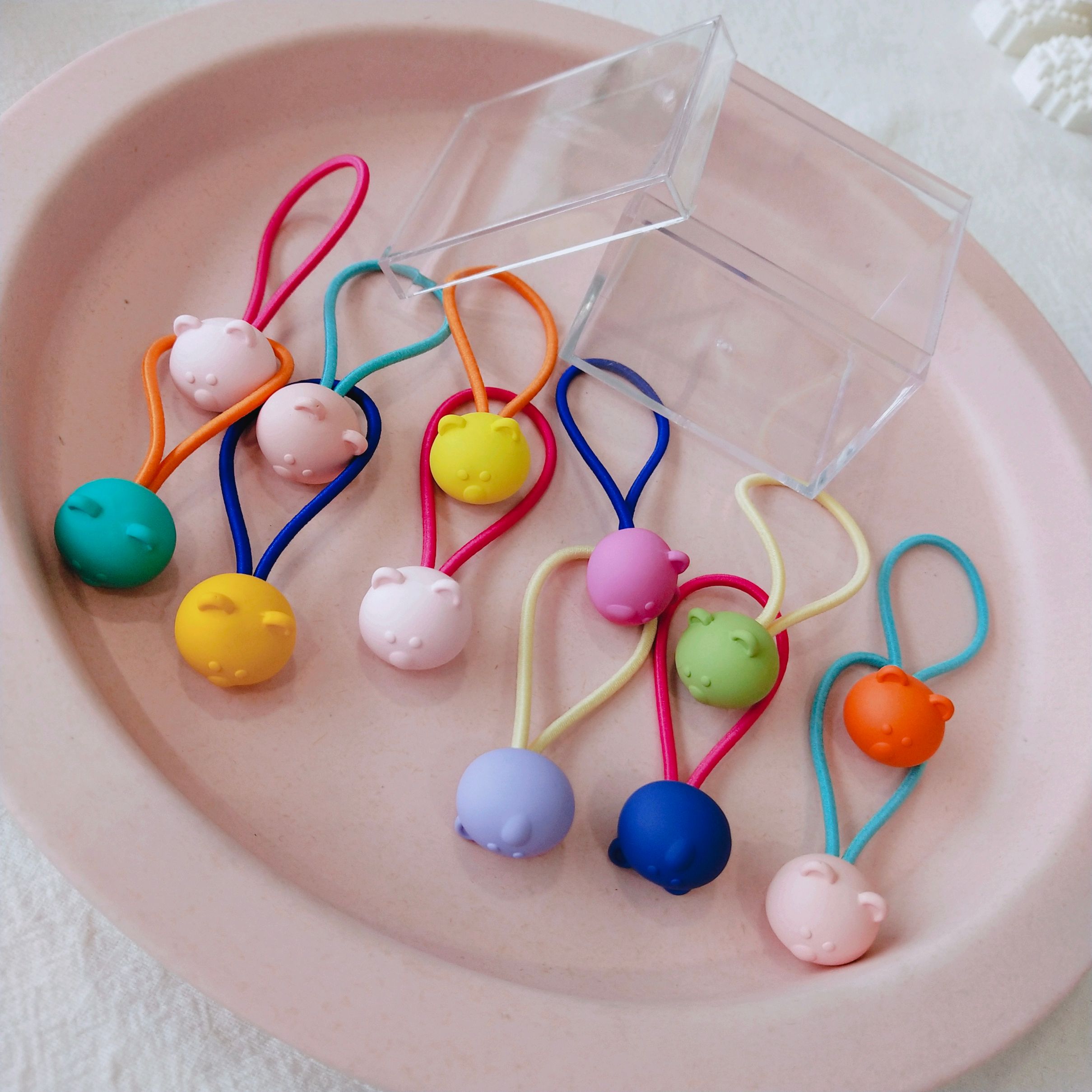 韩国原版磨砂皮筋多色橡皮儿童发圈头绳长皮筋12根盒装详情图5