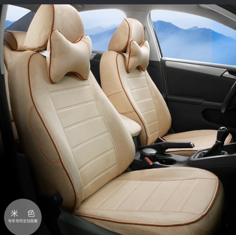 New full-body dedicated seat cover for car seat cushion, all-season universal cotton and linen fabric seat cover, summer car seat cushion cover