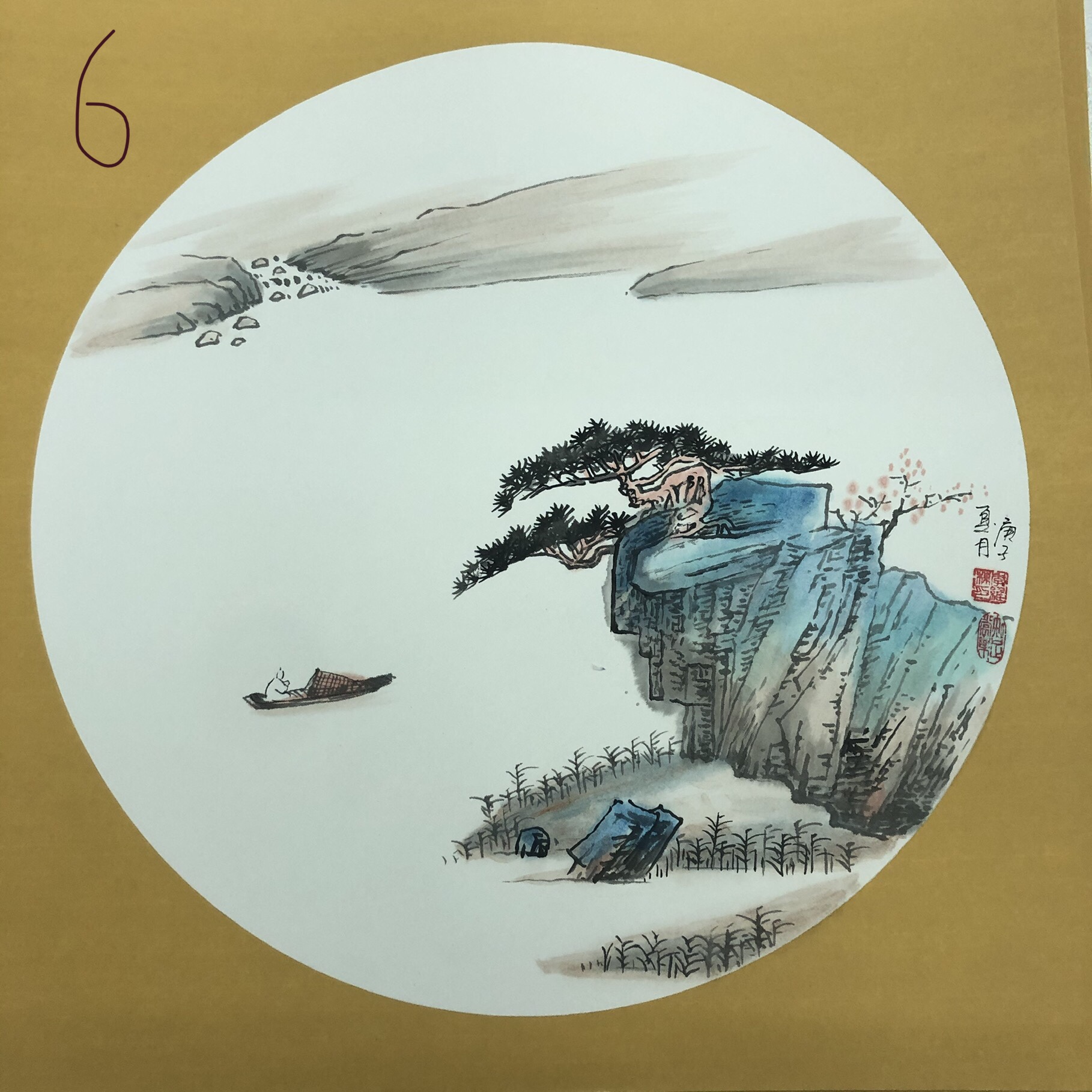 Round Chinese Painting Decorative Painting Li Weidong Pure Hand-Painted Chinese Painting undefined