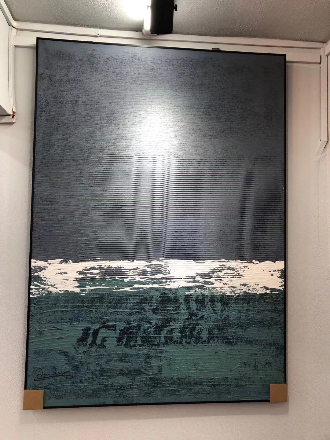 现代简约抽象纯手绘油画宾馆酒店装饰画设计师推荐挂画细节图