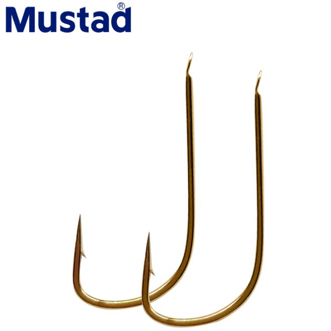Mustad Norwegian hook with spiny sleeves, gold sleeve hook with barbs, high-carbon steel competitive sharp platform fishing detail image 1