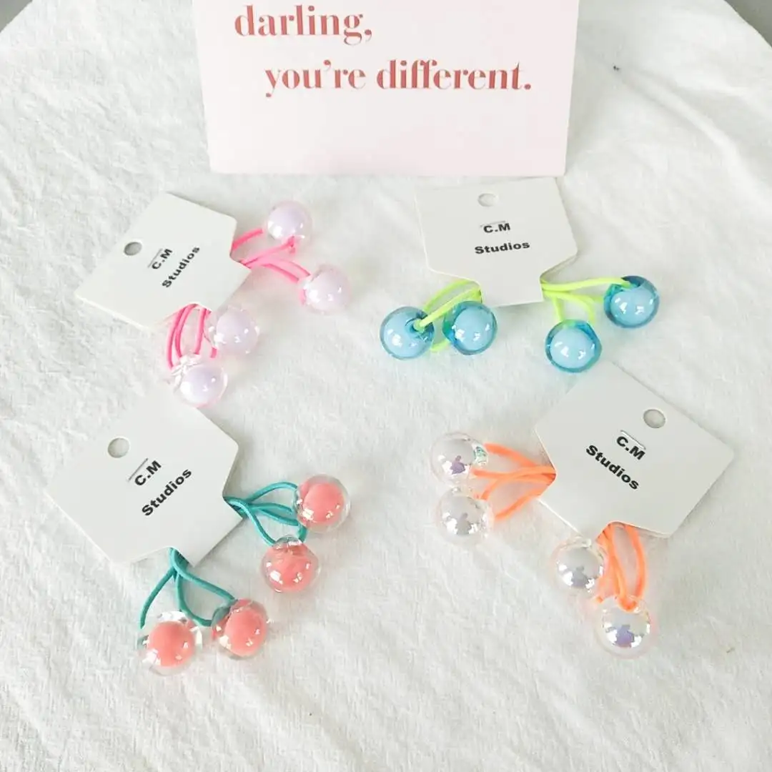 Korean chic style hair tie with double round bead hair bands, high elasticity and hair ties, simple and cute hair tie detail image 1