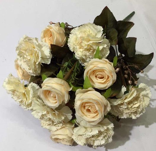 Xiange Flower Art Simulation Flower Wedding Wall Flower Collocation Manufacturers Direct Sales Plastic Green Plant 18 Carnations Combination Specification drawing