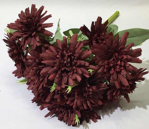 Xiange Flower Art Simulation Flower Wedding Wall Flower Collocation Manufacturers Direct Plastic Green Plant Decoration 18 Thin Chrysanthemum Item Picture