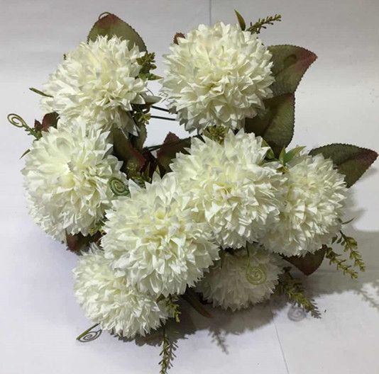 Xiange Flower Art Simulation Flower Wedding Wall Flower Collocation Manufacturers Direct Plastic Green Plant Decoration 12 Happy Chrysanthemum undefined