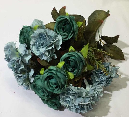 Xiange Flower Art Simulation Flower Wedding Wall Flower Collocation Manufacturers Direct Sales Plastic Green Plant 18 Carnations Combination undefined