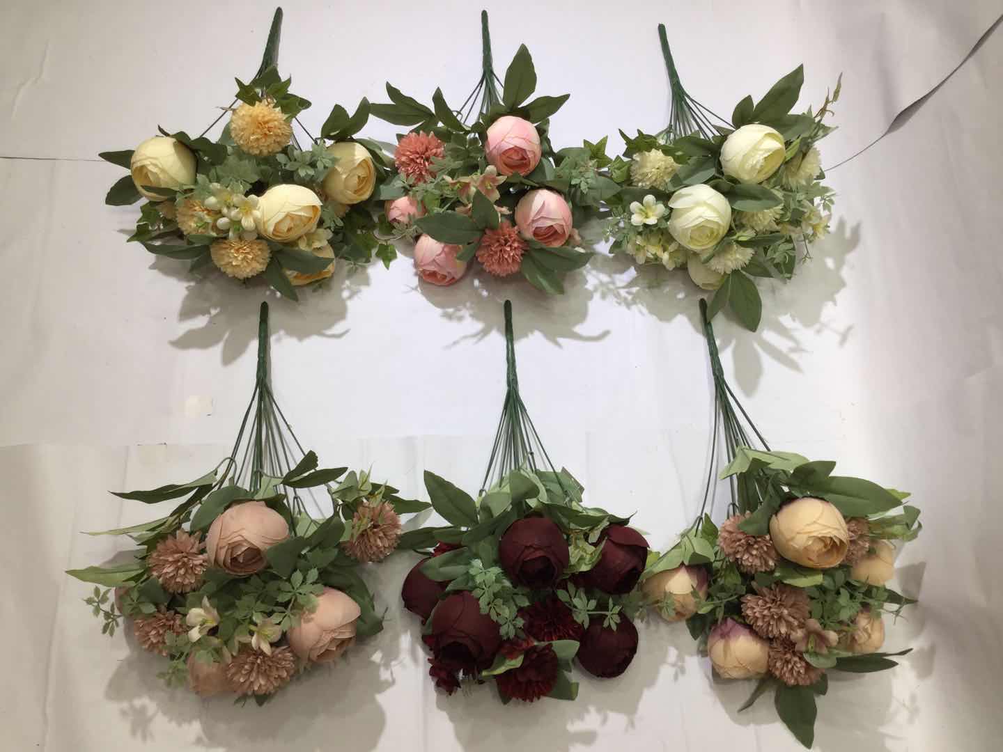 Xiange Flower Art Simulation Flower Wedding Wall Flower Collocation Manufacturers Direct Plastic Green Plant Decoration Ab full figure
