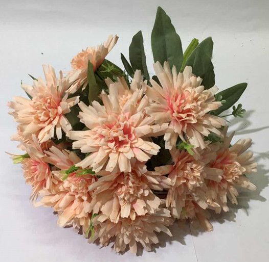 Xiange Flower Art Simulation Flower Wedding Wall Flower Collocation Manufacturers Direct Plastic Green Plant Decoration 18 Thin Chrysanthemum