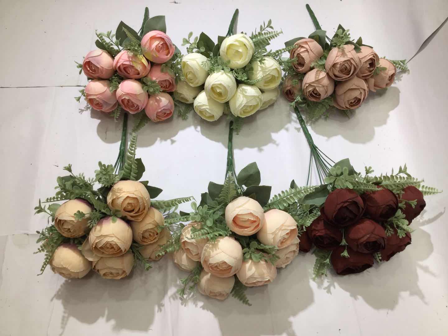 Xiange Flower Art Simulation Flower Wedding Wall Flower Collocation Manufacturers Direct Sales Plastic Green Plant Decoration A131 Small Head full figure