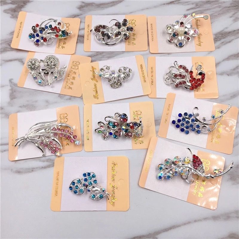 镶钻合金胸针别针