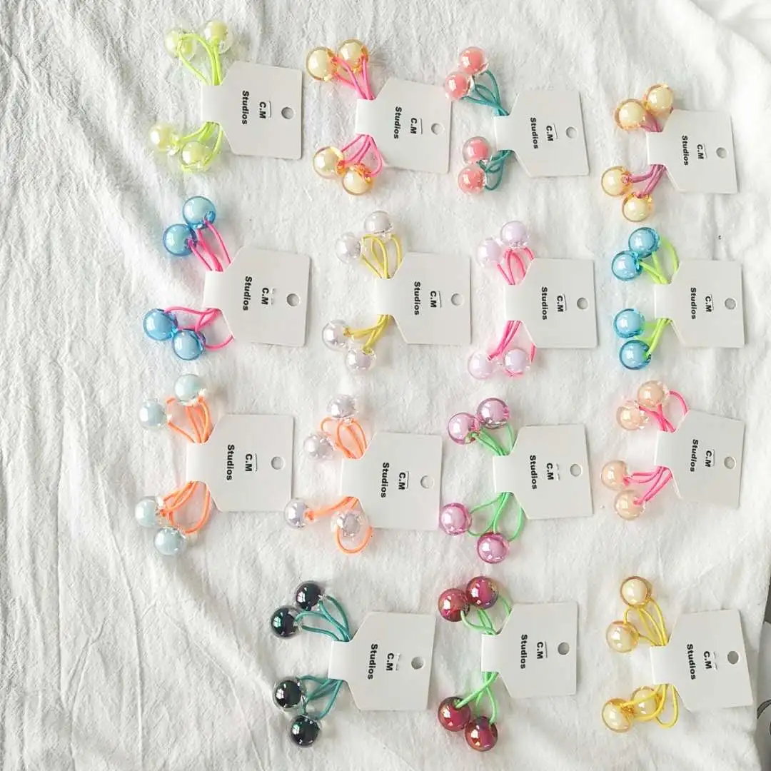 Korean chic style hair tie with double round bead hair bands, high elasticity and hair ties, simple and cute hair tie detail image 12