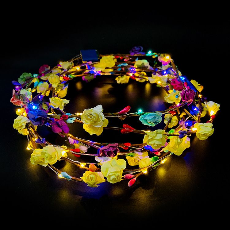 LED花环 发光七彩花环 十灯花发光花环头箍头饰详情图4