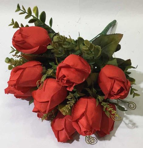 Xiange Flower Art Simulation Flower Wedding Wall Flower Collocation Manufacturers Direct Plastic Green Plant Decoration 12 Tip Buds undefined