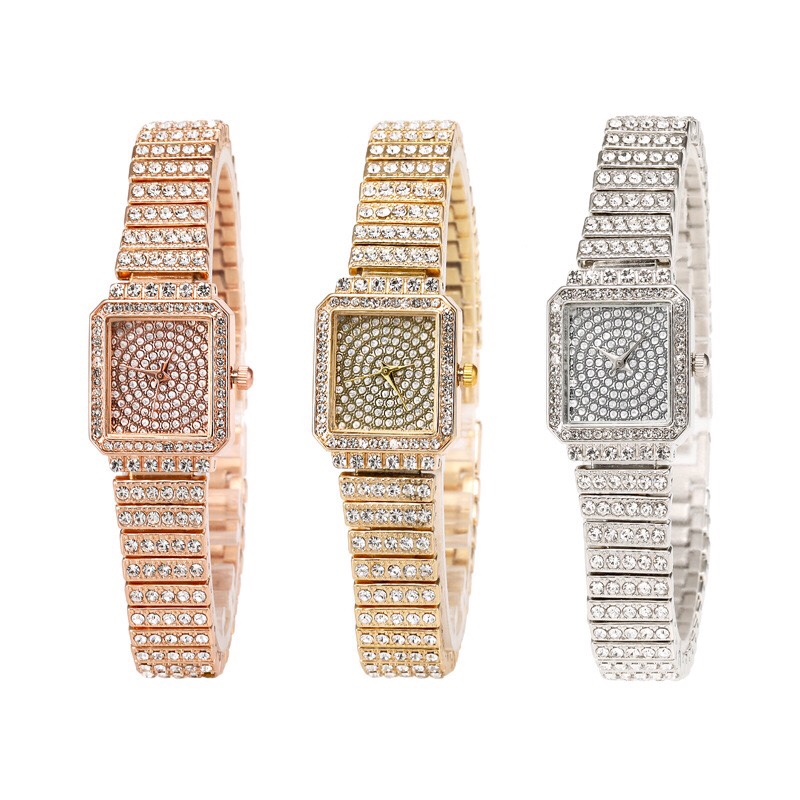 Douyin's popular square starry sky watch with a full diamond bracelet, a women's quartz watch undefined