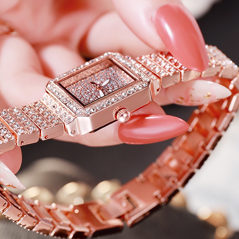 Douyin's popular square starry sky watch with a full diamond bracelet, a women's quartz watch undefined