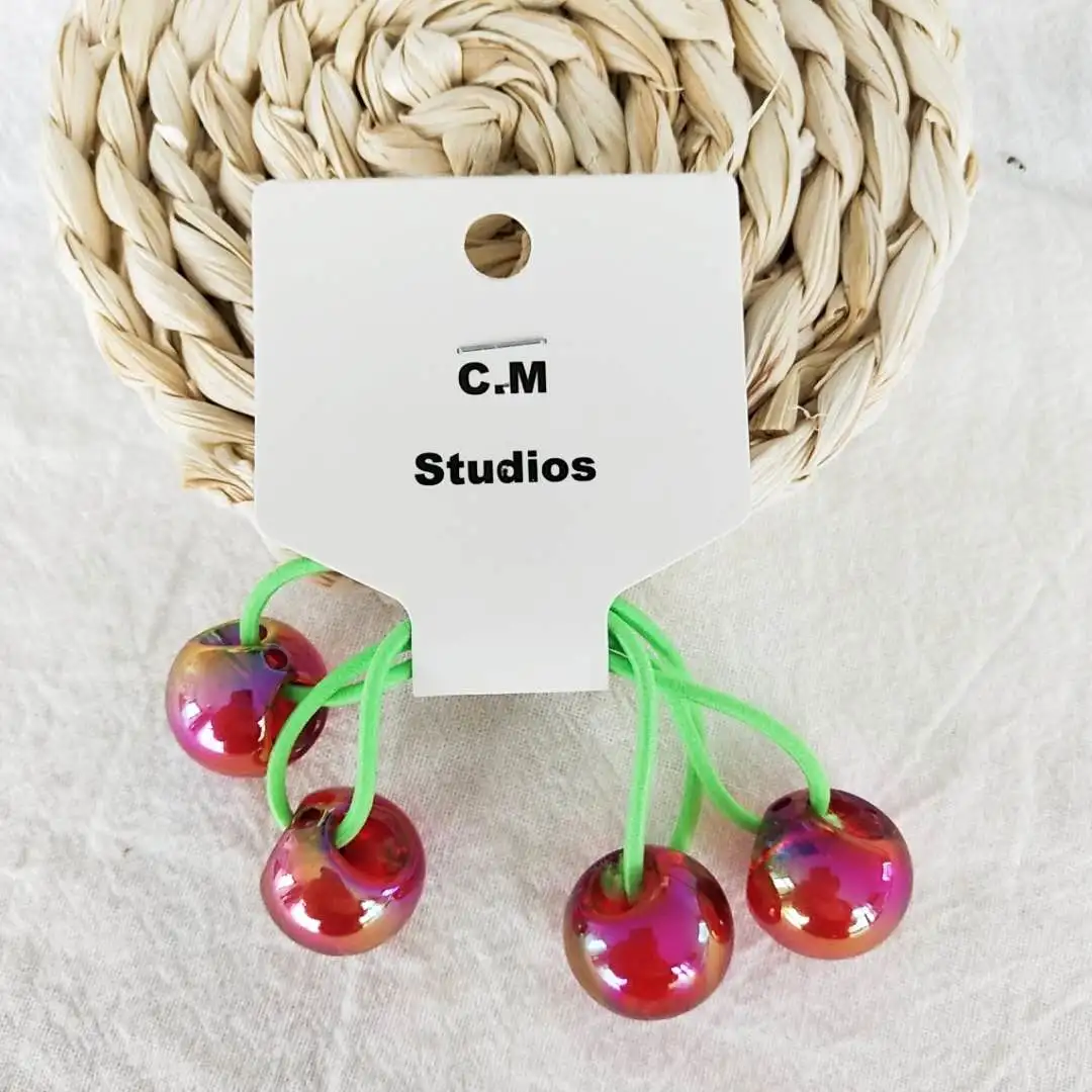 Korean chic style hair tie with double round bead hair bands, high elasticity and hair ties, simple and cute hair tie detail image 5