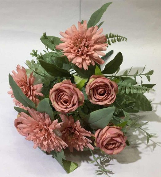 Xiange Flower Art Simulation Flower Wedding Wall Flower Collocation Manufacturers Direct Plastic Green Plant Decoration 13 Small Needle Chrysanthemum details Picture