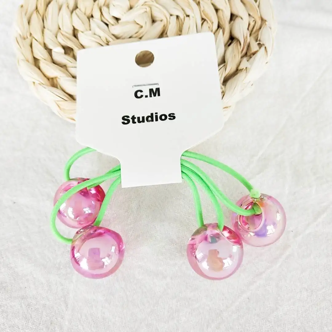 Korean chic style hair tie with double round bead hair bands, high elasticity and hair ties, simple and cute hair tie detail image 10