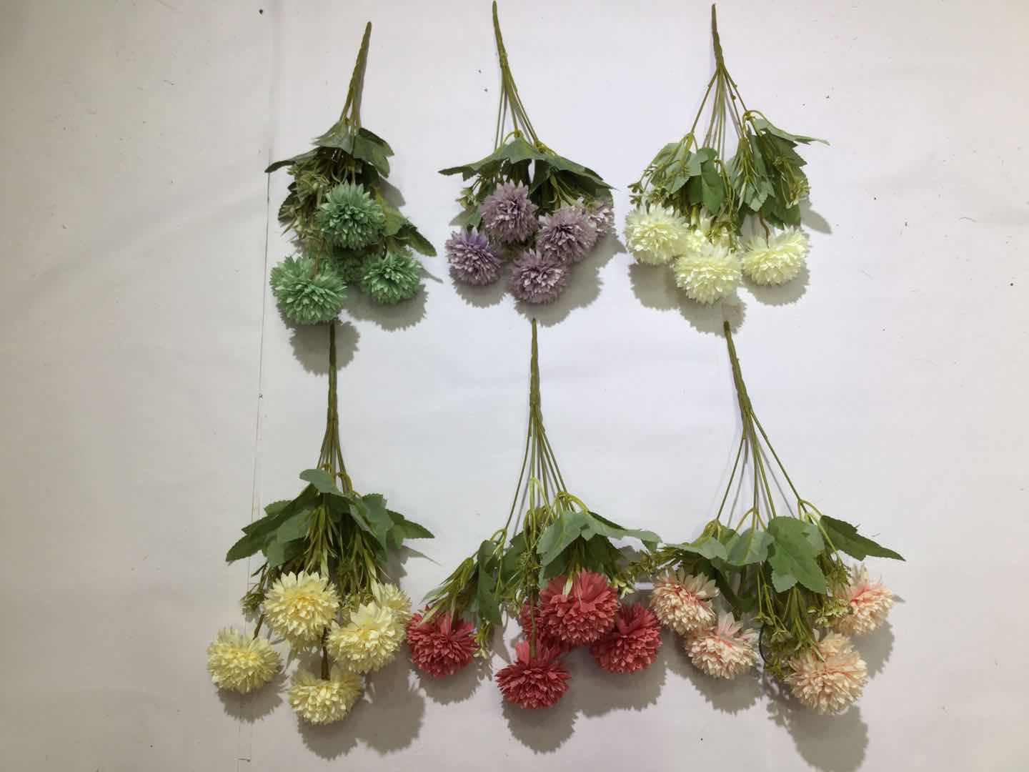 Xiange Flower Art Simulation Flower Wedding Wall Flower Collocation Manufacturers Direct Plastic Green Plant Decorative Flowers 5 Head Chrysanthemum full figure