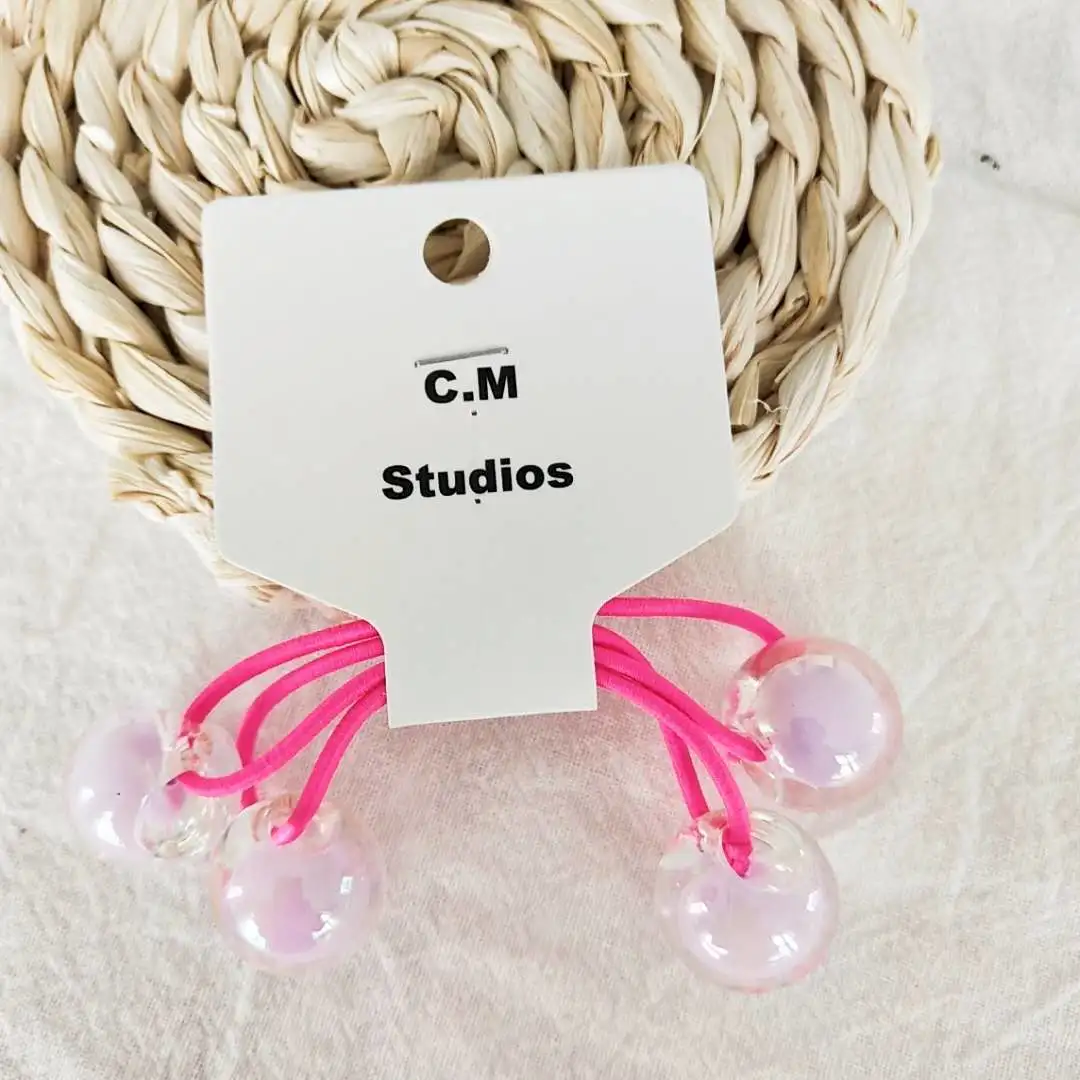 Korean chic style hair tie with double round bead hair bands, high elasticity and hair ties, simple and cute hair tie detail image 7