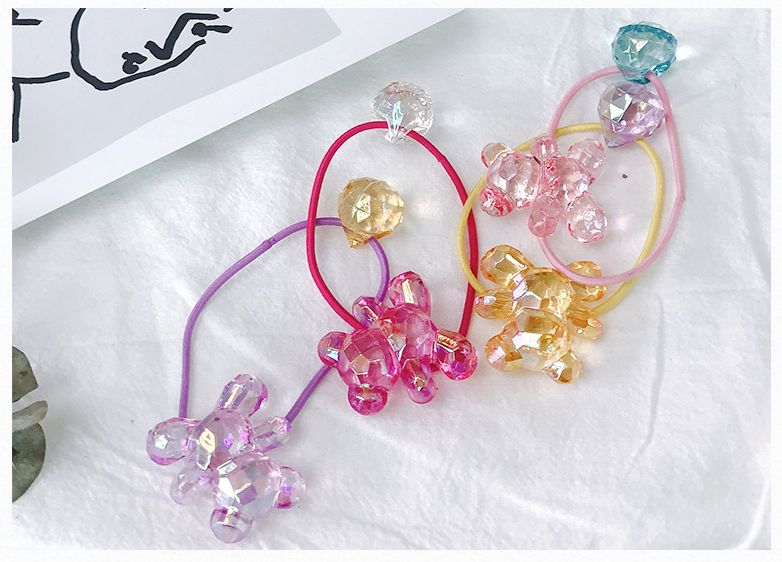 Korean-style girl's bear-shaped elastic hair tie is fashionable and cute for tying hair details Picture