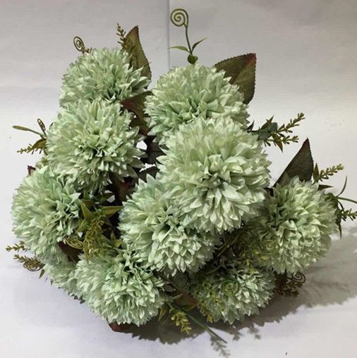 Xiange Flower Art Simulation Flower Wedding Wall Flower Collocation Manufacturers Direct Plastic Green Plant Decoration 12 Happy Chrysanthemum Item Picture