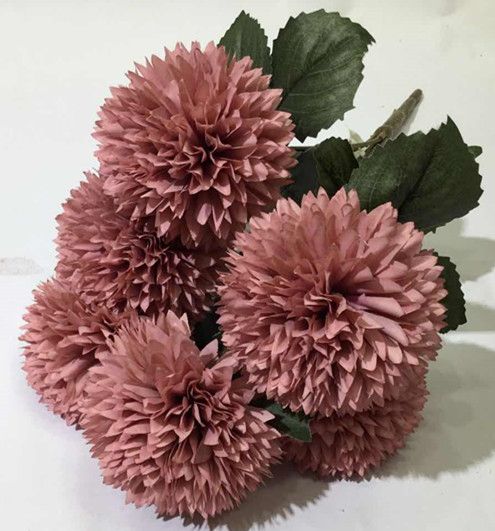 Xiange Flower Art Simulation Flower Wedding Wall Flower Collocation Manufacturers Direct Plastic Green Plant Decoration 6 Happy Chrysanthemum Item Picture
