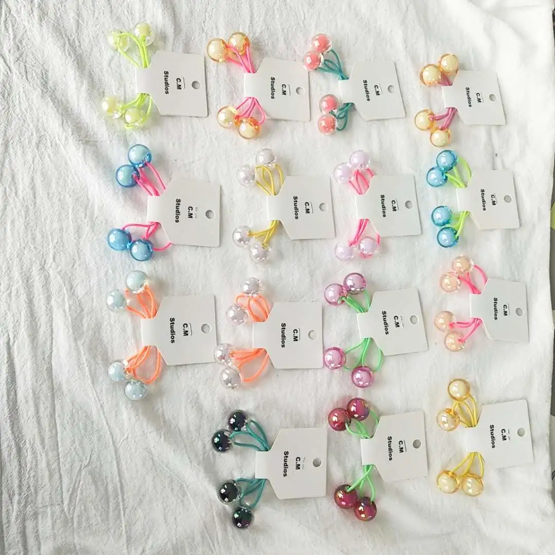 Korean chic style hair tie with double round bead hair bands, high elasticity and hair ties, simple and cute hair tie detail image 11