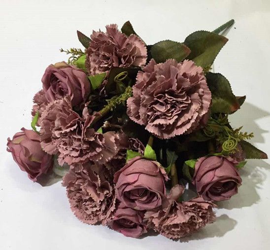 Xiange Flower Art Simulation Flower Wedding Wall Flower Collocation Manufacturers Direct Sales Plastic Green Plant 18 Carnations Combination undefined