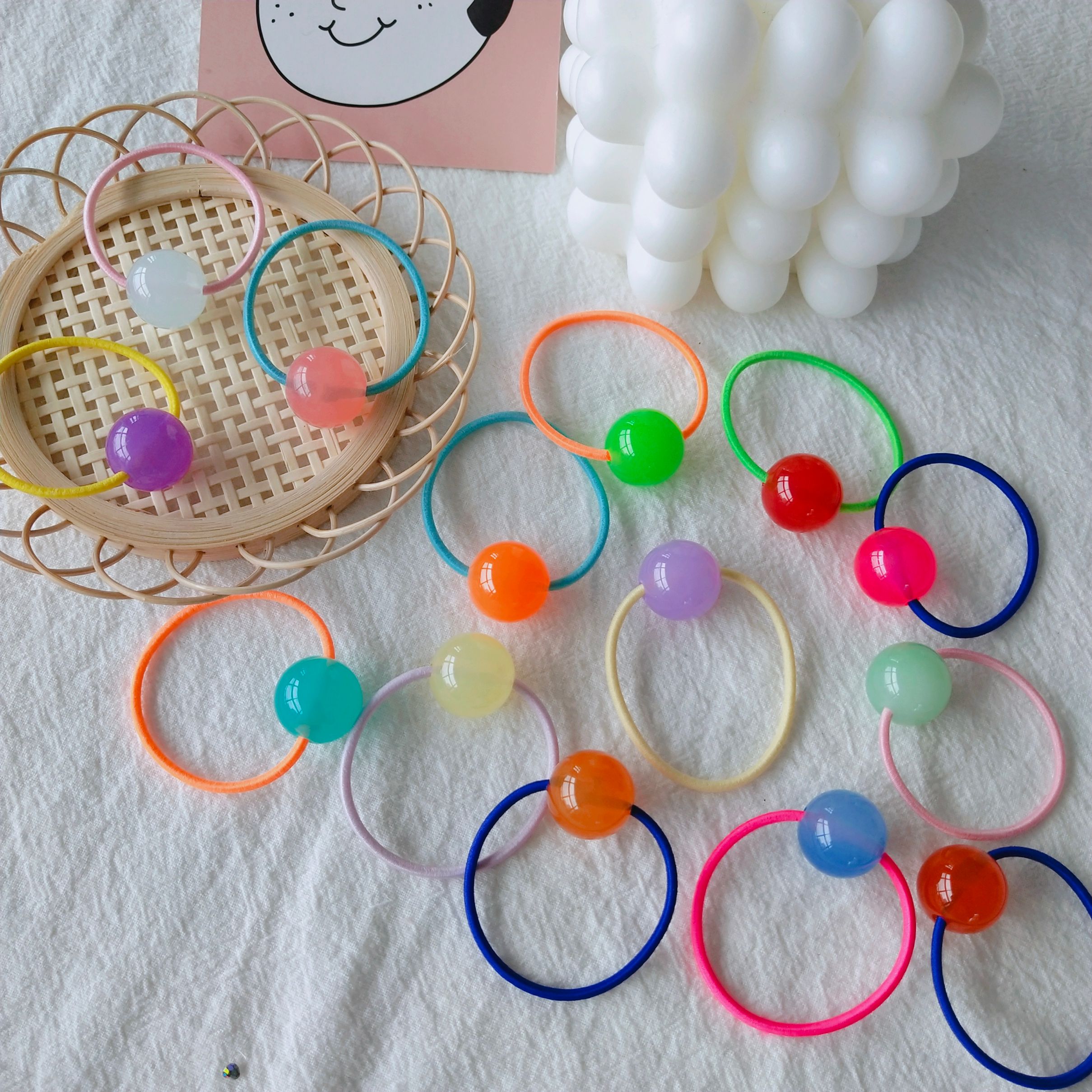 Original Korean frosted round ball rubber band jelly rubber children's hair band headband long rubber band detail image 1