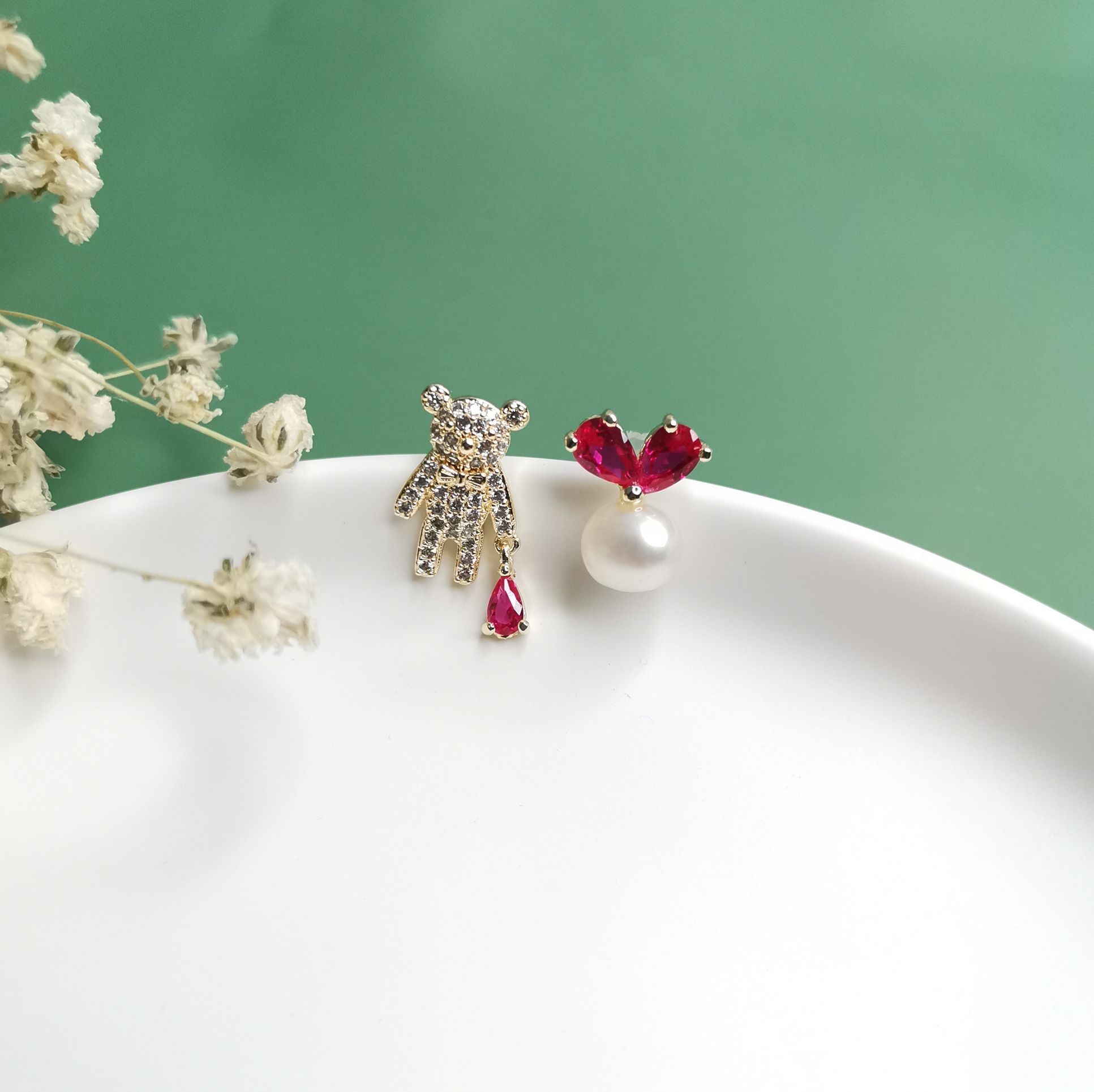 Yiwu Good GOODS AB cute Pearl Bear earrings /4511 full figure