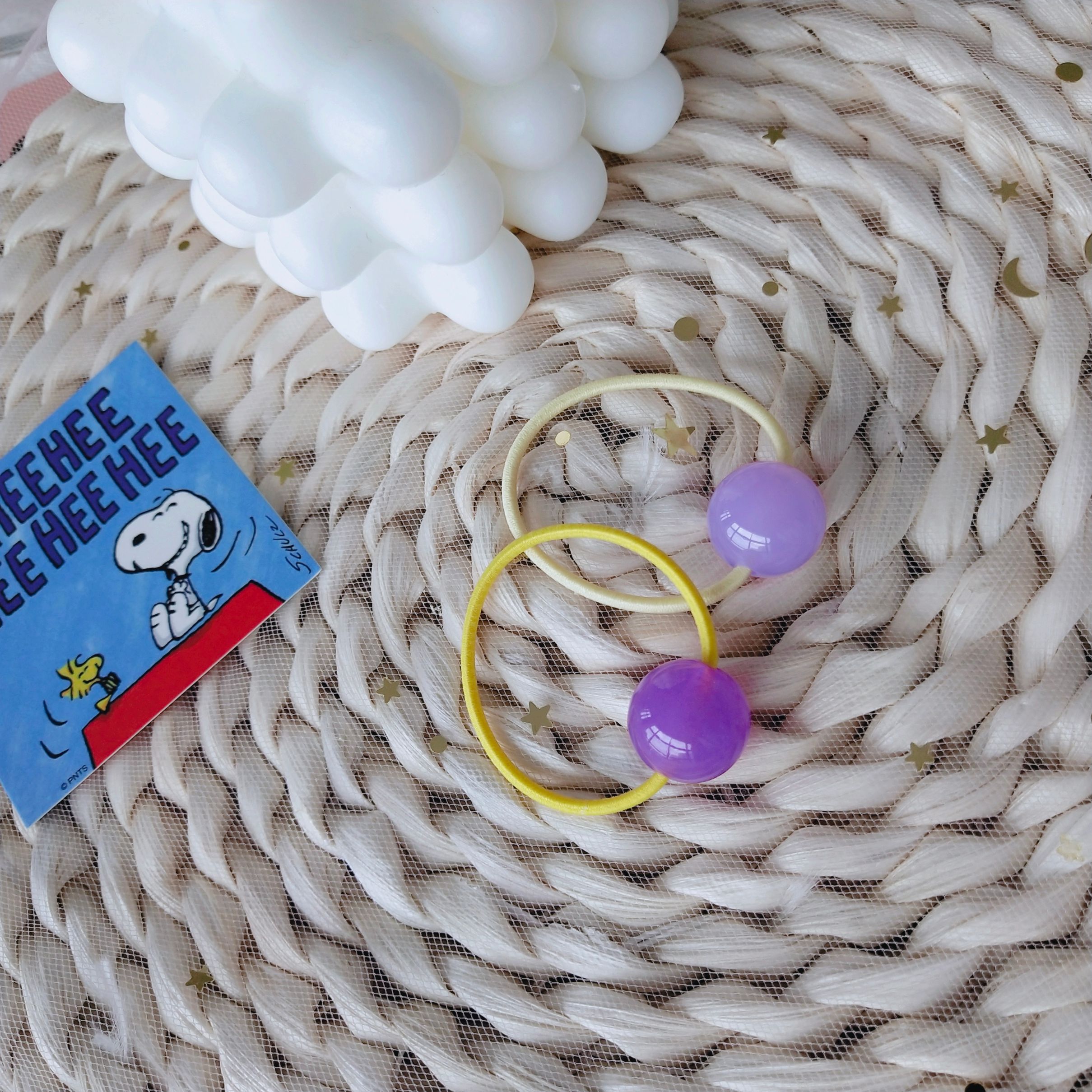 Original Korean frosted round ball rubber band jelly rubber children's hair band headband long rubber band detail image 2