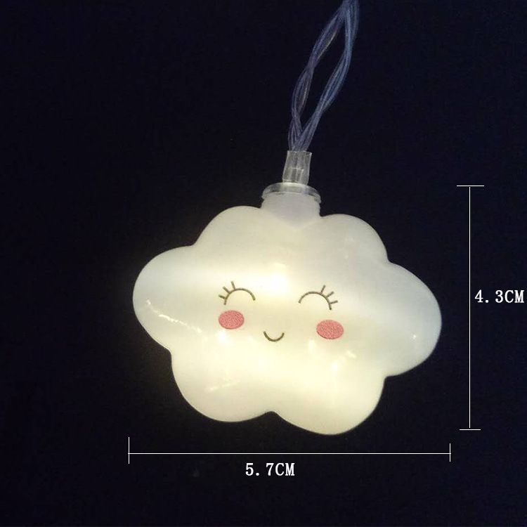 led笑脸云朵灯串 可爱笑脸表情云朵串灯 房间圣诞节日装饰灯串详情图6