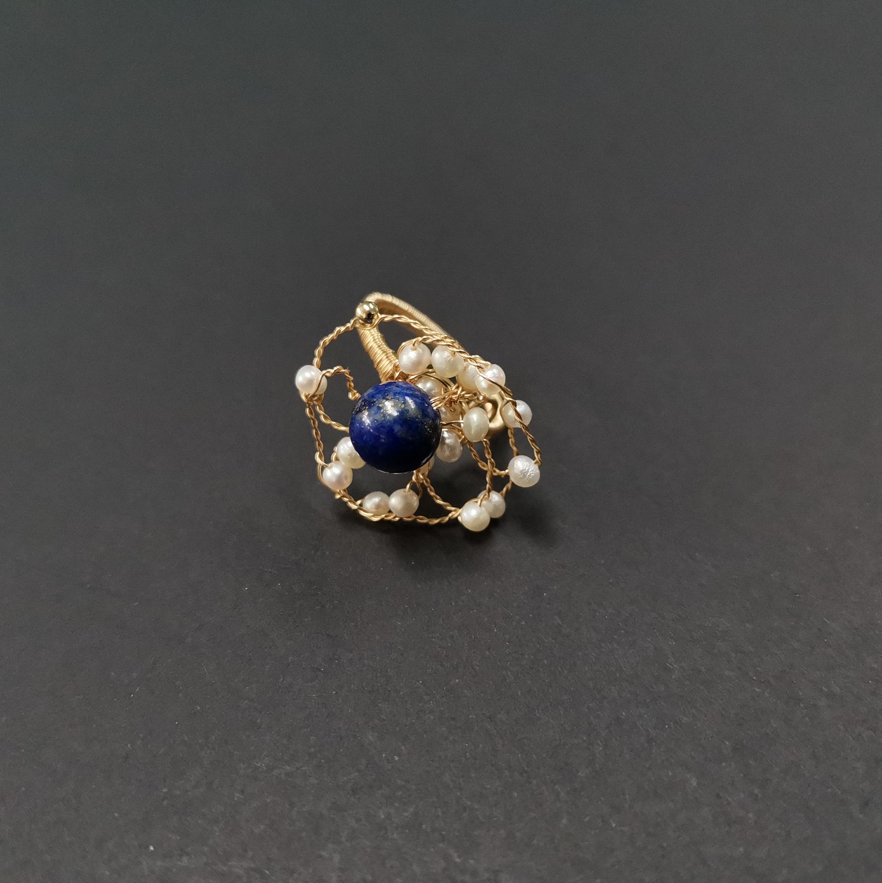 Yiwu Selection Camellia lapis stone ring /4511 full figure