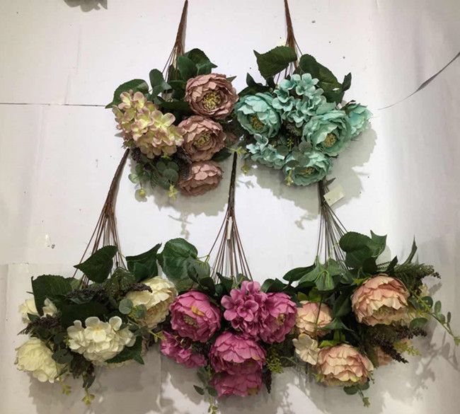 Xiange Flower Art Simulation Flower Wedding Flower Wall Decoration Factory Direct Plastic Green Plant Decoration A102-78 full figure