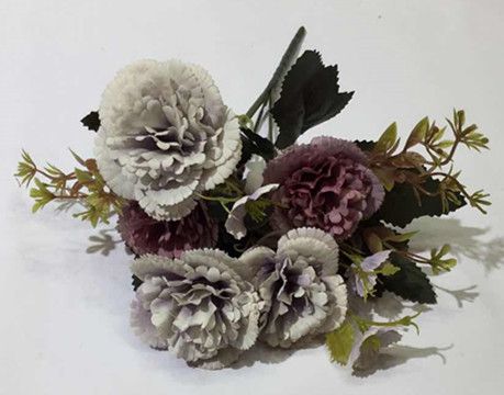 湘鄂花艺仿真花婚庆花墙插花配材厂家直销塑料绿植装饰5头康乃馨详情图7