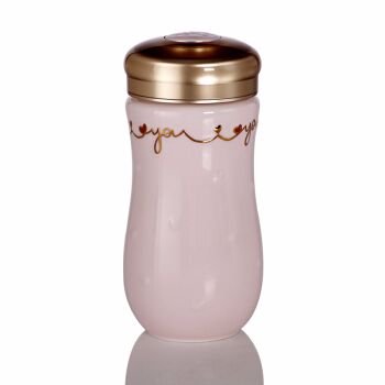 【 Gan Tang Xuan 】 Live Porcelain One-Heart Ceramic Cup Travel Mug, Single-layer 380ml, hand-painted gold details Picture