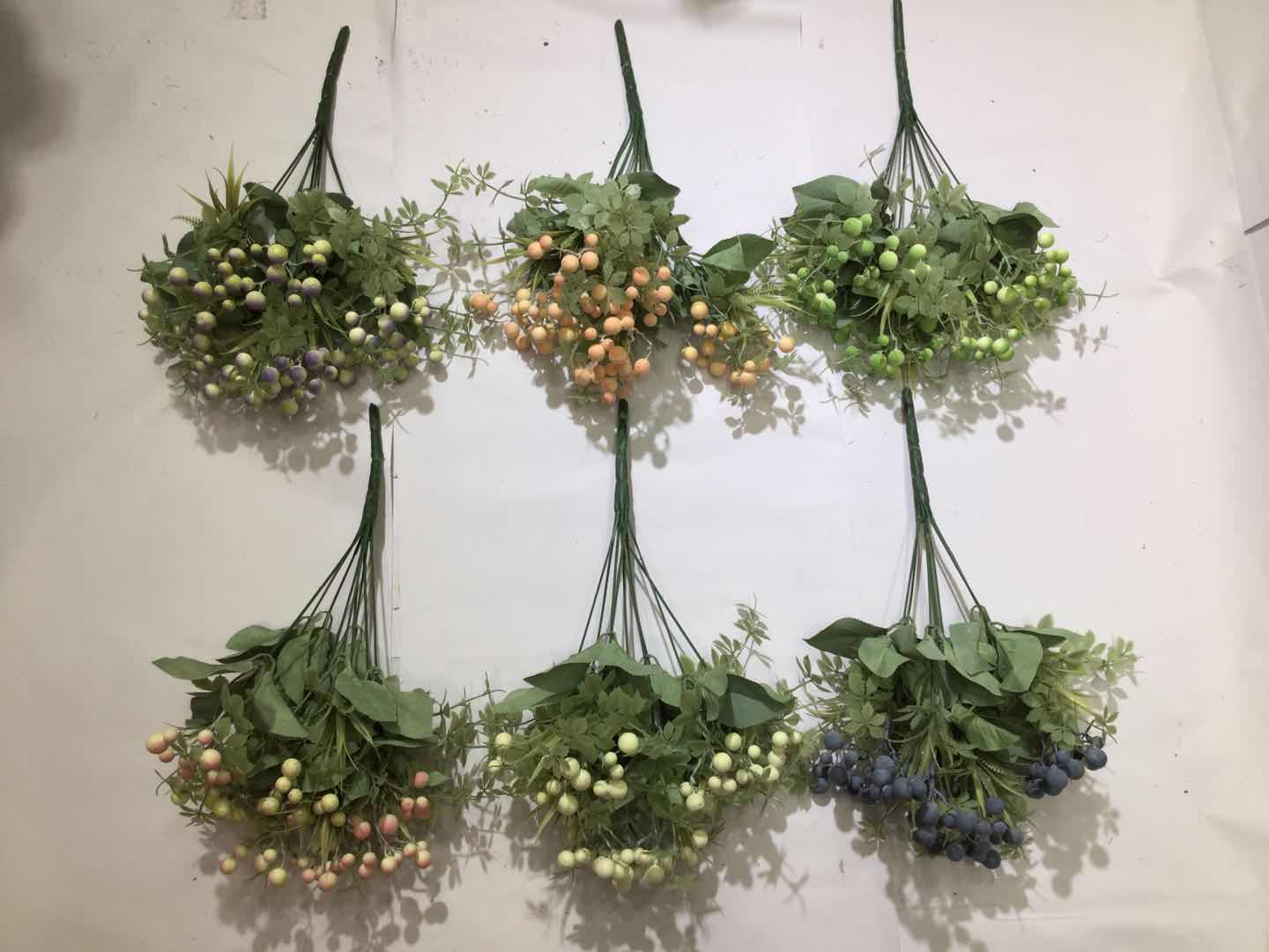 Xiange Flower Art Simulation Flower Wedding Wall Flower Collocation Manufacturers Direct Plastic Green Plant Decoration 9 Head Ginkgo Fruit full figure