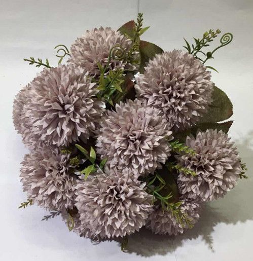 Xiange Flower Art Simulation Flower Wedding Wall Flower Collocation Manufacturers Direct Plastic Green Plant Decoration 12 Happy Chrysanthemum