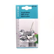 卡卡五金 7110双泡吸塑卡装纽扣（带钻）2.0cm透明白色纽扣水晶钻