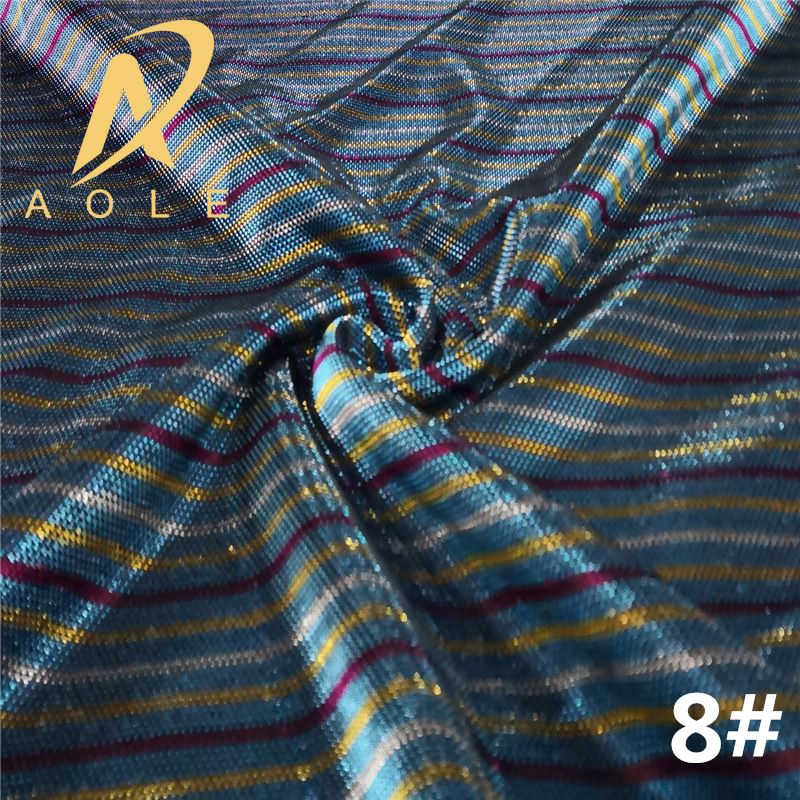 Striped Bright Silk Cloth Elastic Composite Slide Screen Eye Cloth Gold And Silver Knitted Clothing Fabric Headgear Bag details Picture