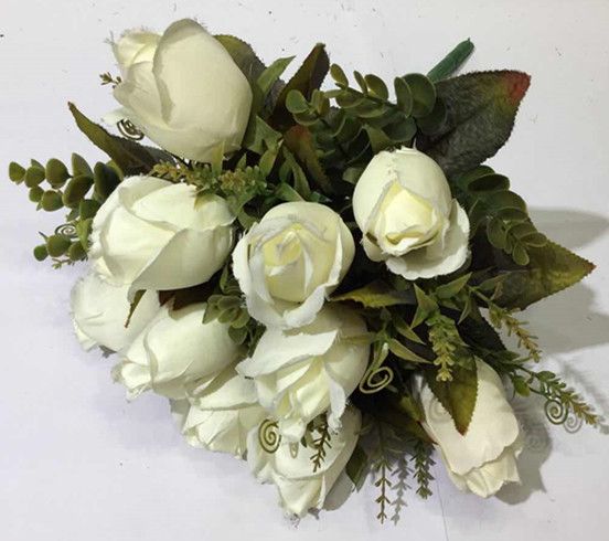 Xiange Flower Art Simulation Flower Wedding Wall Flower Collocation Manufacturers Direct Plastic Green Plant Decoration 12 Tip Buds undefined