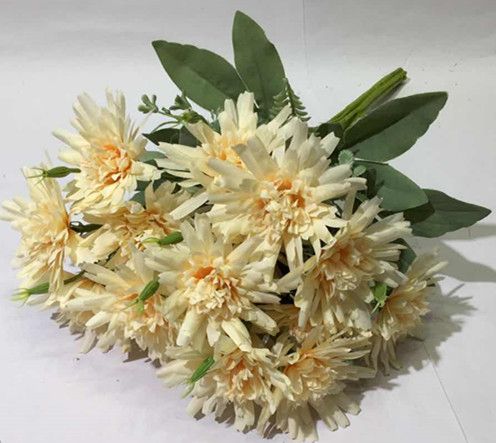 Xiange Flower Art Simulation Flower Wedding Wall Flower Collocation Manufacturers Direct Plastic Green Plant Decoration 18 Thin Chrysanthemum undefined