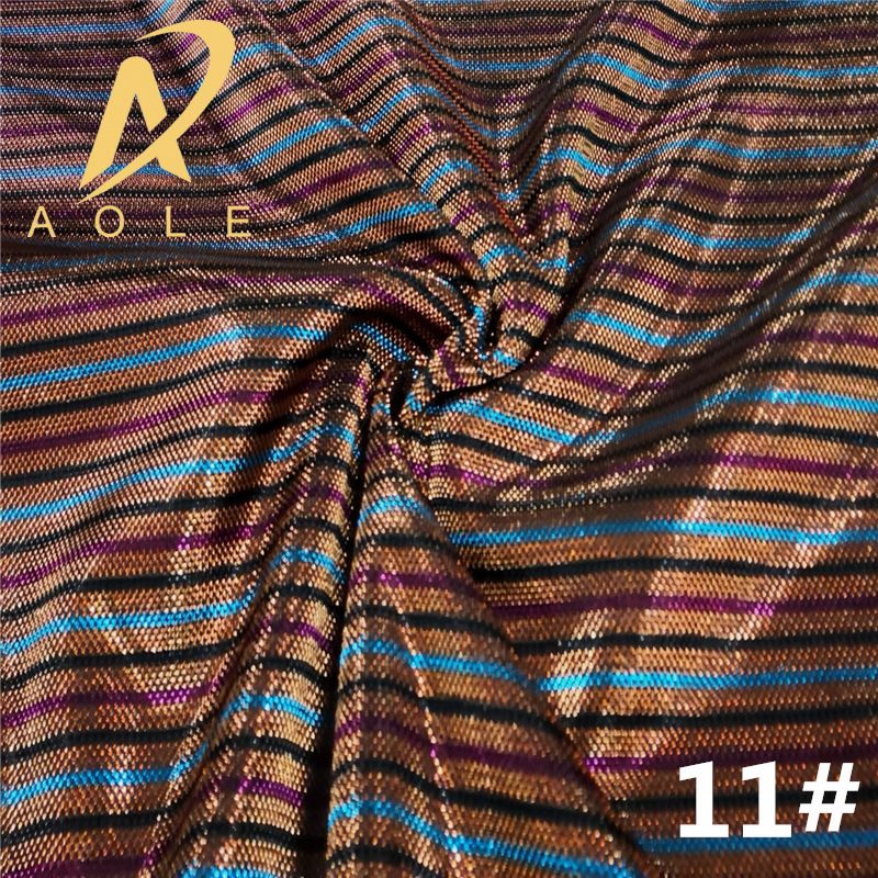 Striped Bright Silk Cloth Elastic Composite Slide Screen Eye Cloth Gold And Silver Knitted Clothing Fabric Headgear Bag Item Picture