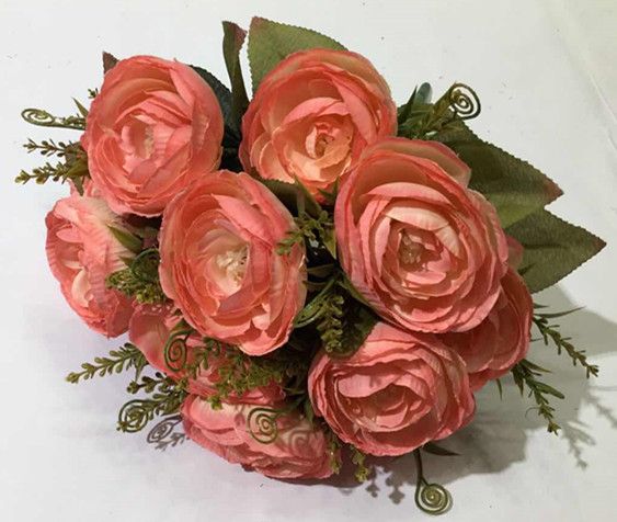 Xiange Flower Art Simulation Flower Wedding Wall Flower Collocation Manufacturers Direct Plastic Green Plant Decoration 13 Head Small Round Bud